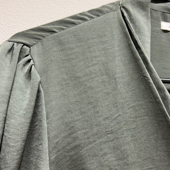 AVEC LES FILLES Anthropologie | Wrap Dress Neck Tie Long Sleeve Olive Gr… - Picture 8 of 12